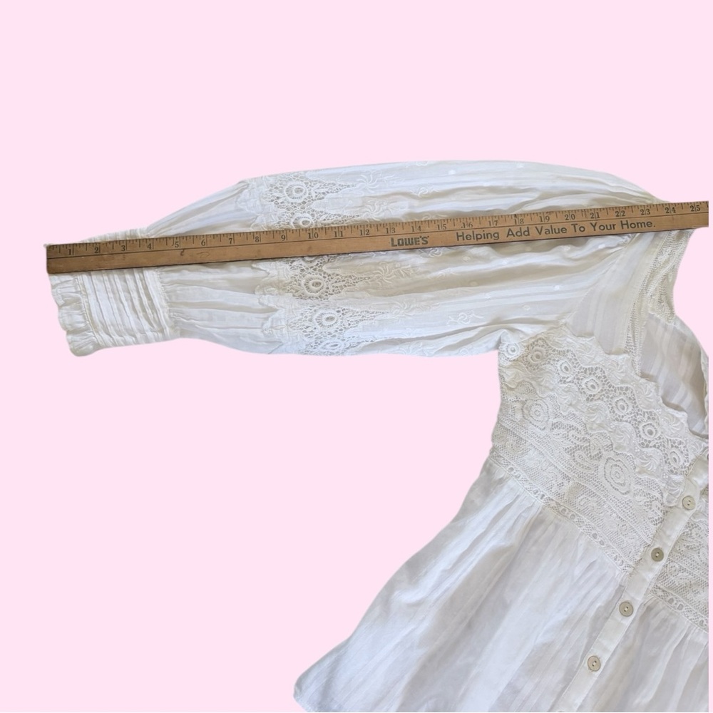 LoveShackFancy MEDIUM Anorette White Lace Blouse Milkmaid Romantic Cottagecore - Picture 7 of 7